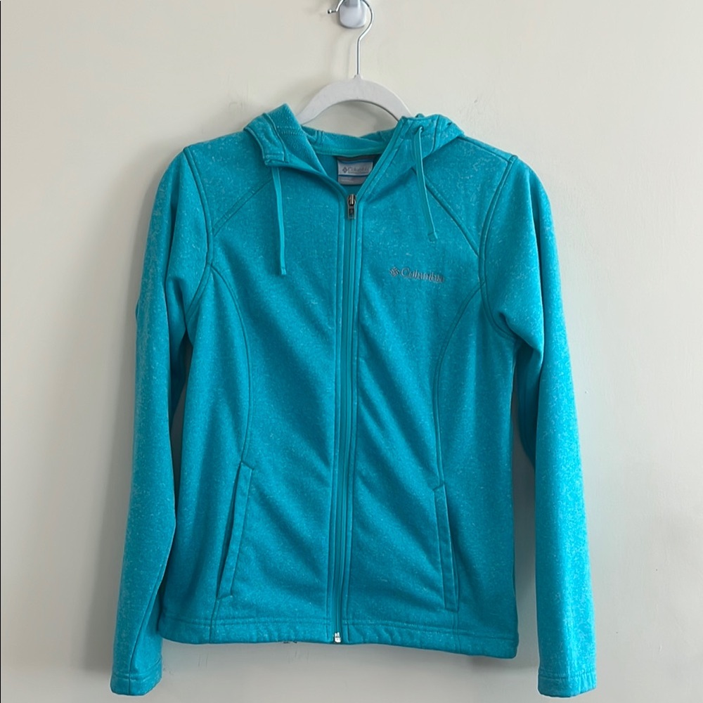 Columbia Full‎ Zip Jacket Womens Hiking Outdoor Camping Casual XS Aqua Blue